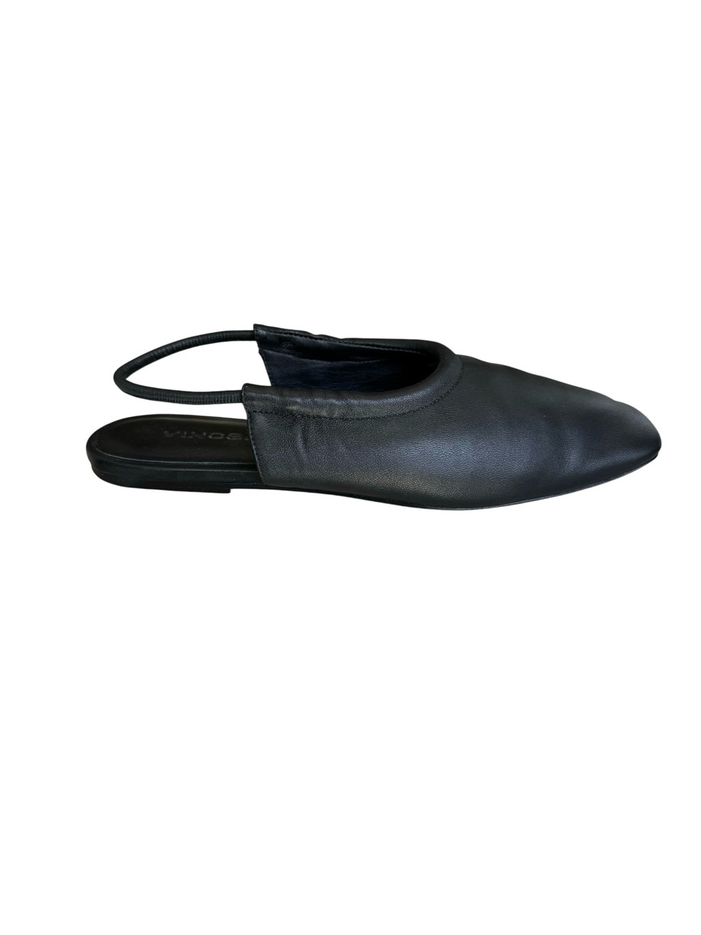VINCE Cadya Squared Toe Slingback Flat Sandals Black Sheepskin Leather - Picture 10 of 12